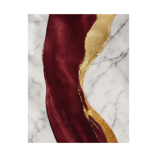 Marble & Burgundy Gold Satin Poster - Luxurious Abstract Wall Art