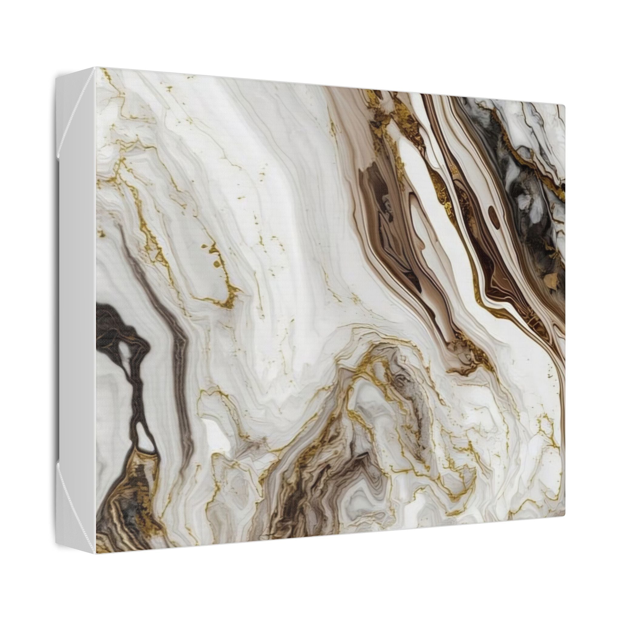 Marble Swirl Canvas Wall Art – Gold & Neutral Abstract