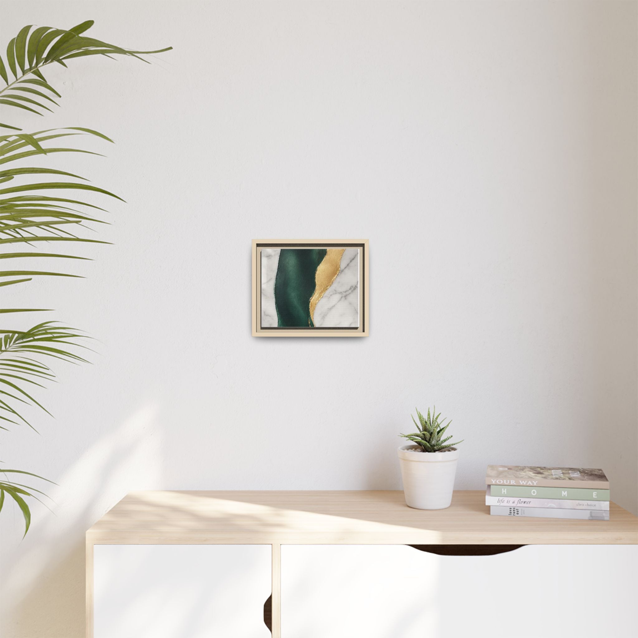Emerald Marble Abstract Framed Canvas