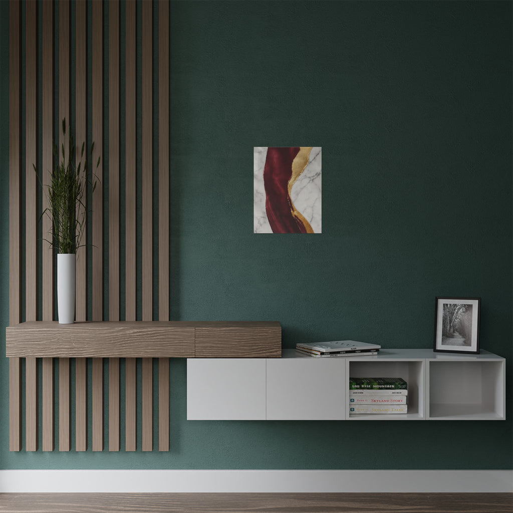 Marble & Burgundy Gold Satin Poster - Luxurious Abstract Wall Art