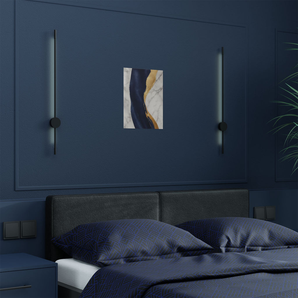 Marble & Navy Gold Satin Poster — Abstract Modern Wall Art