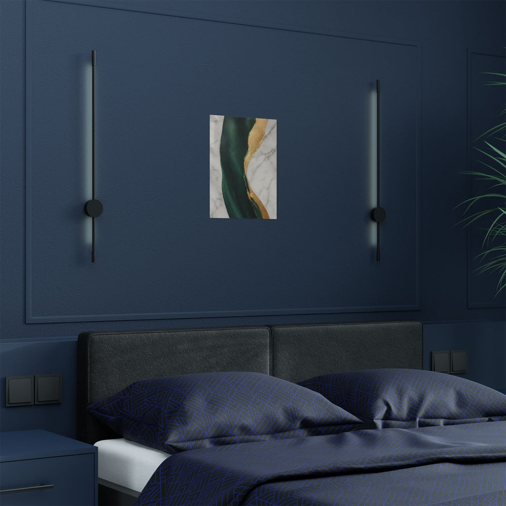 Emerald & Gold Marble Satin Poster — Elegant Abstract Wall Art (300gsm)